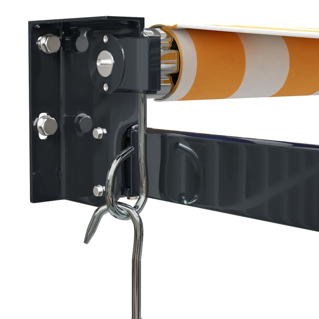 Tenda Retrattile Gialla e Bianca 3,5x2,5 m Tessuto e Alluminio | homemem39