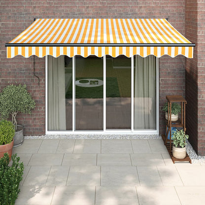 Tenda Retrattile Gialla e Bianca 3,5x2,5 m Tessuto e Alluminio | homemem39