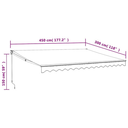 Tenda Retrattile Gialla e Bianca 4,5x3 m in Tessuto e Alluminio | homemem39