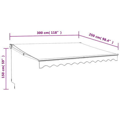 Tenda da Sole Retrattile Antracite 3x2,5 m Tessuto e Alluminio | homemem39