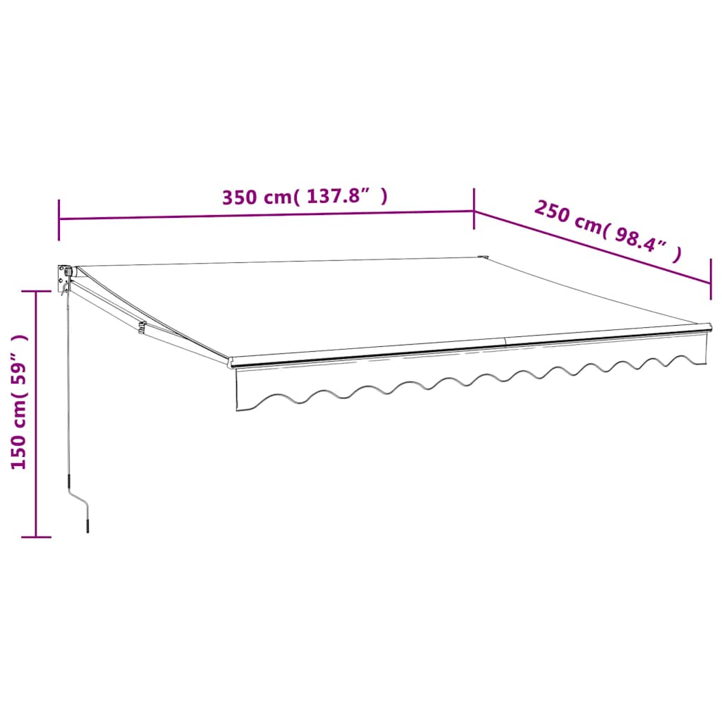 Tenda da Sole Retrattile Antracite 3,5x2,5m Tessuto e Alluminio | homemem39