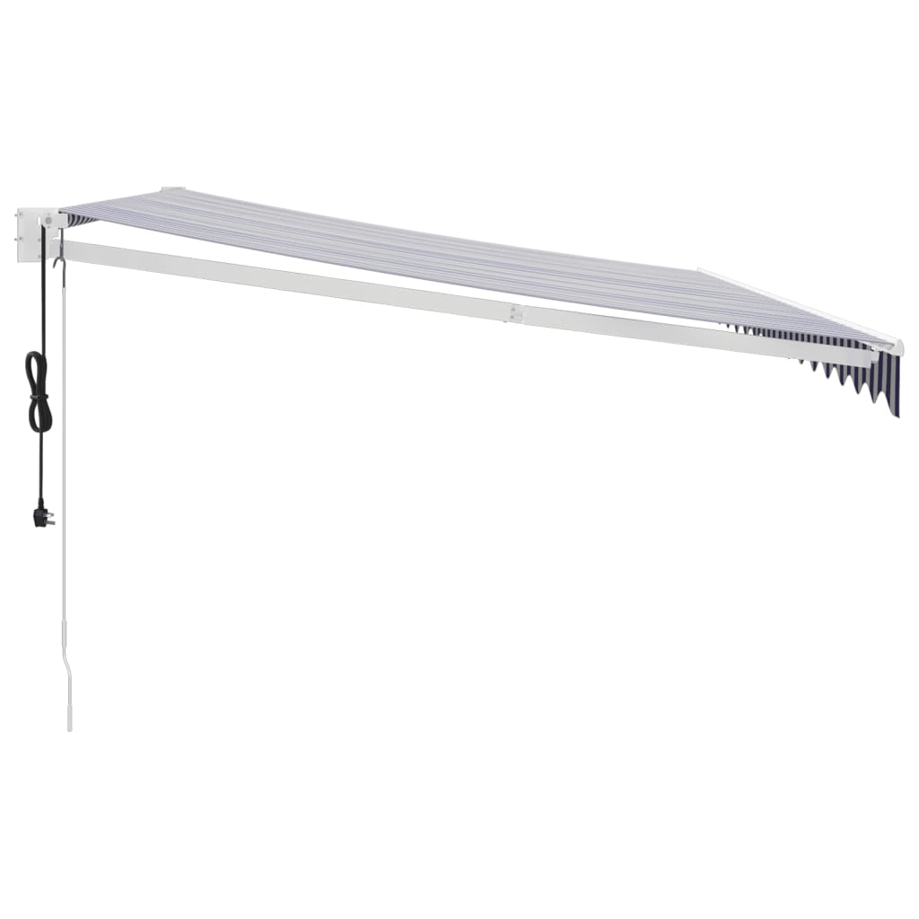 Tenda Sole Automatica Retrattile Blu e Bianca 4,5x3 m