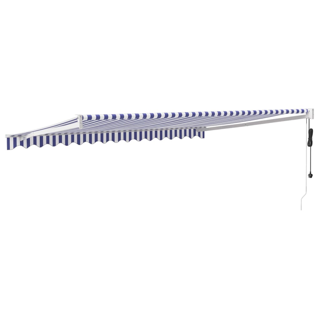 Tenda Sole Automatica Retrattile Blu e Bianca 4,5x3 m