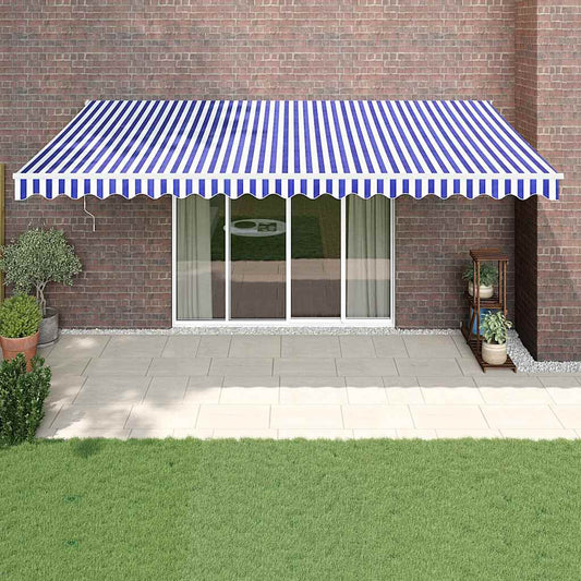 Tenda Sole Automatica Retrattile Blu e Bianca 5x3 m