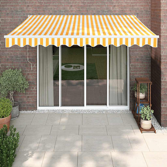 Tenda Sole Automatica Retrattile Gialla e Bianca 3x2,5 m | homemem39