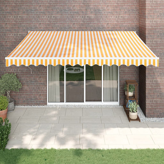 Tenda Sole Automatica Retrattile Gialla e Bianca 4,5x3 m | homemem39
