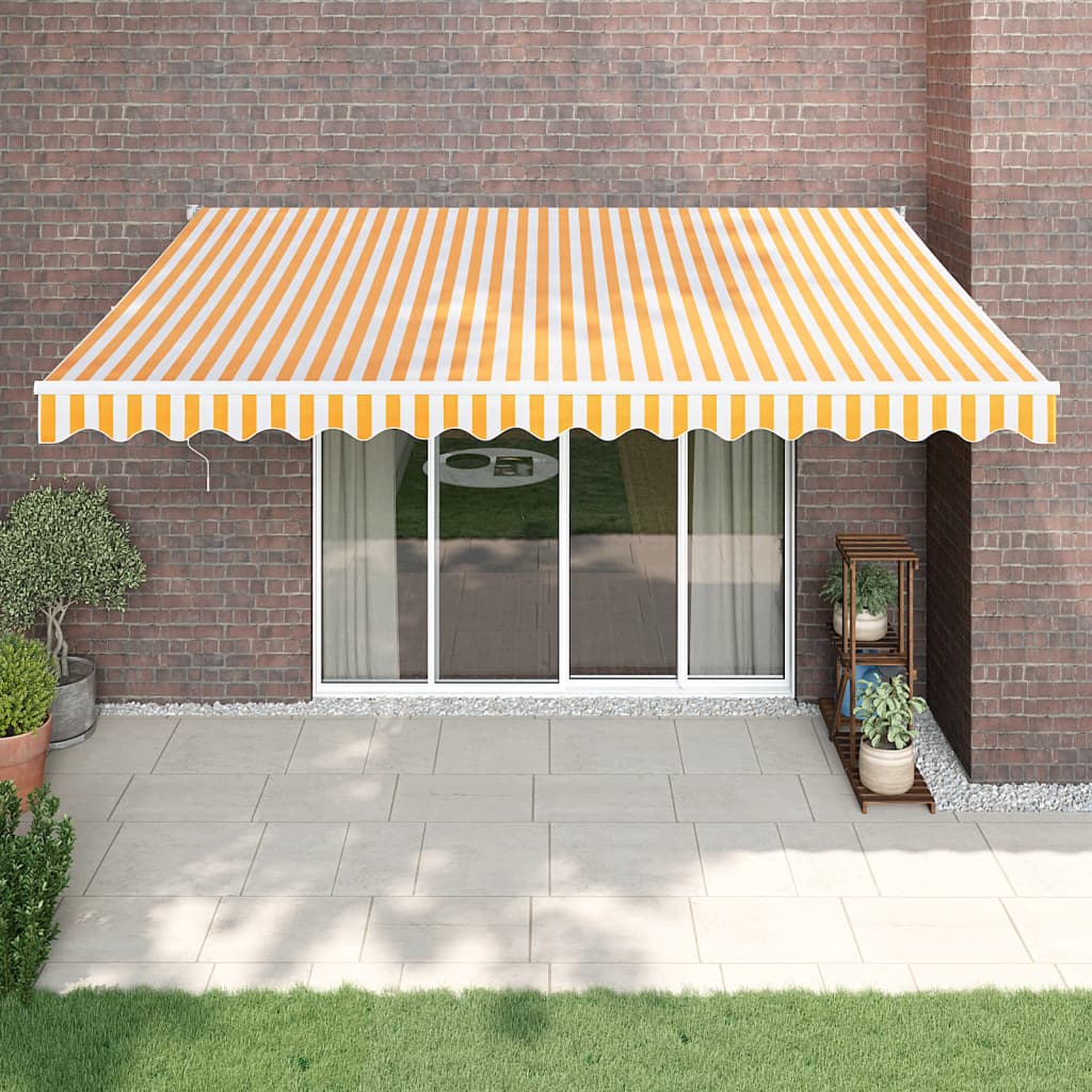 Tenda Sole Automatica Retrattile Gialla e Bianca 4,5x3 m