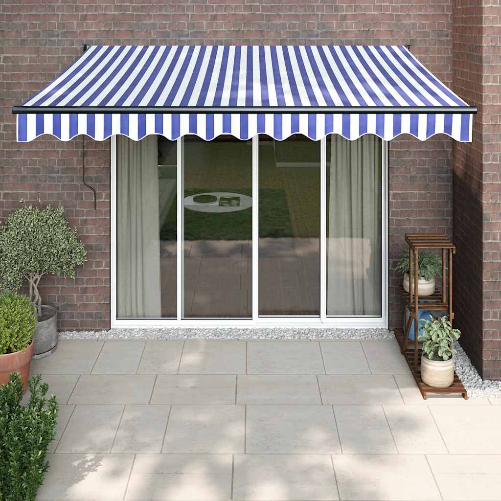 Tenda Sole Automatica Retrattile Blu e Bianca 3,5x2,5 m