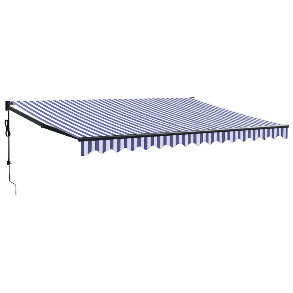 Tenda Sole Automatica Retrattile Blu e Bianca 4,5x3 m