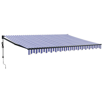 Tenda Sole Automatica Retrattile Blu e Bianca 4,5x3 m
