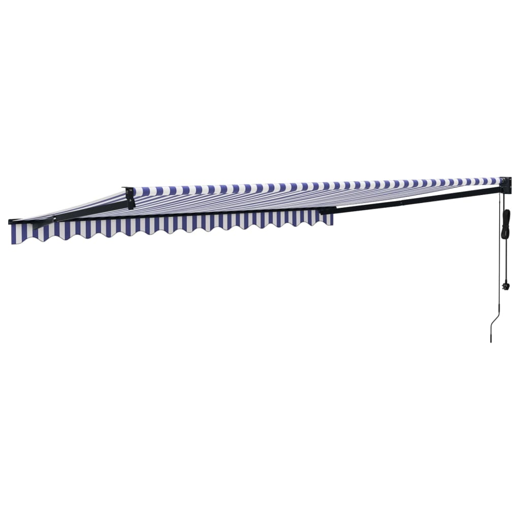 Tenda Sole Automatica Retrattile Blu e Bianca 4,5x3 m