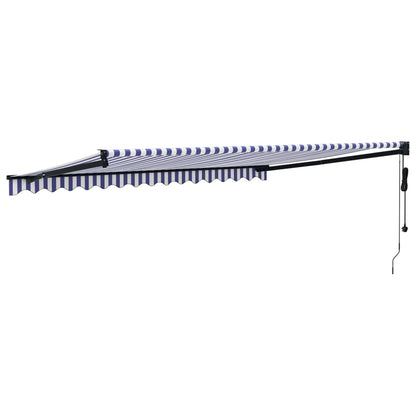 Tenda Sole Automatica Retrattile Blu e Bianca 4,5x3 m