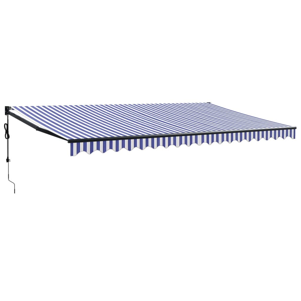 Tenda Sole Automatica Retrattile Blu e Bianca 5x3 m - homemem39