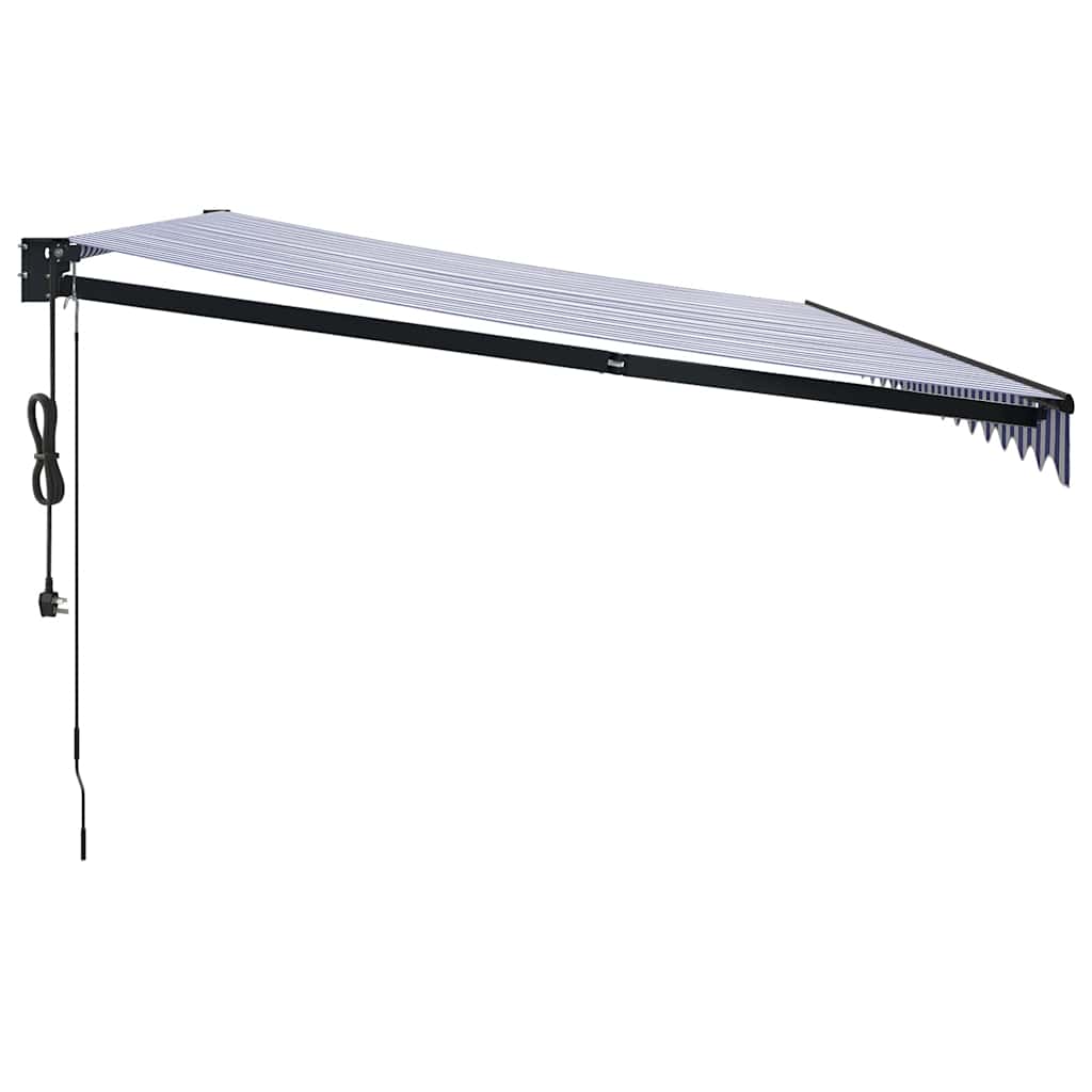 Tenda Sole Automatica Retrattile Blu e Bianca 5x3 m | homemem39