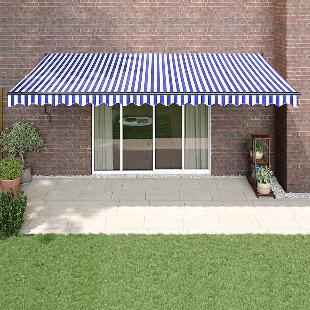 Tenda Sole Automatica Retrattile Blu e Bianca 5x3 m - homemem39