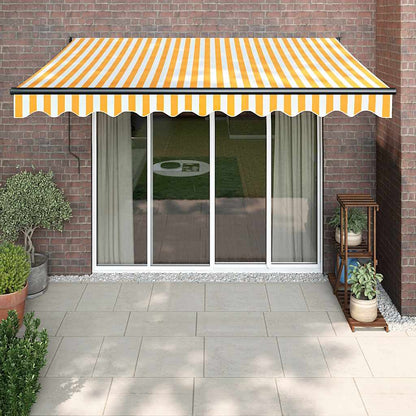Tenda Sole Automatica Retrattile Gialla e Bianca 3,5x2,5 m