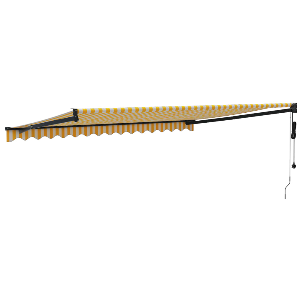 Tenda Sole Automatica Retrattile Gialla e Bianca 4,5x3 m