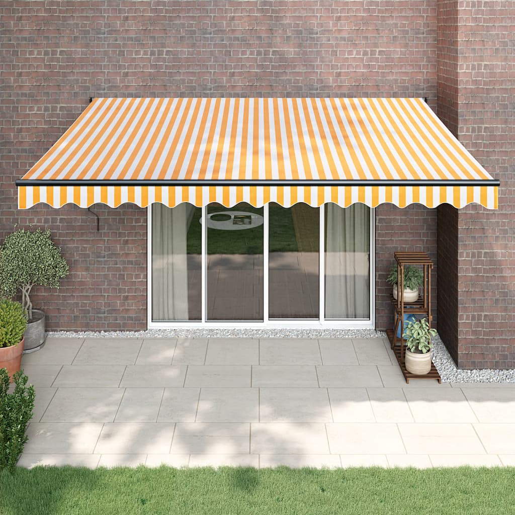 Tenda Sole Automatica Retrattile Gialla e Bianca 4,5x3 m