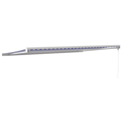 Tenda da Sole Retrattile Blu e Bianca 5x3 m Tessuto e Alluminio