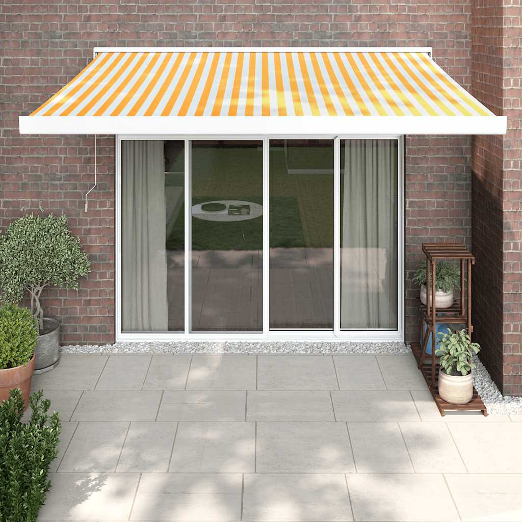 Tenda Retrattile Gialla e Bianca 3,5x2,5 m Tessuto e Alluminio | homemem39