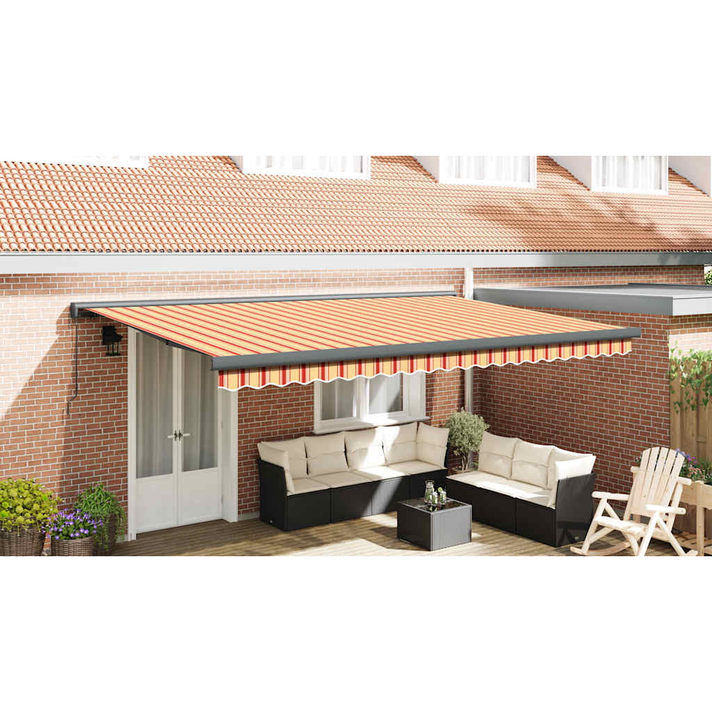 Tenda Retrattile Gialla e Bianca 4,5x3 m in Tessuto e Alluminio | homemem39