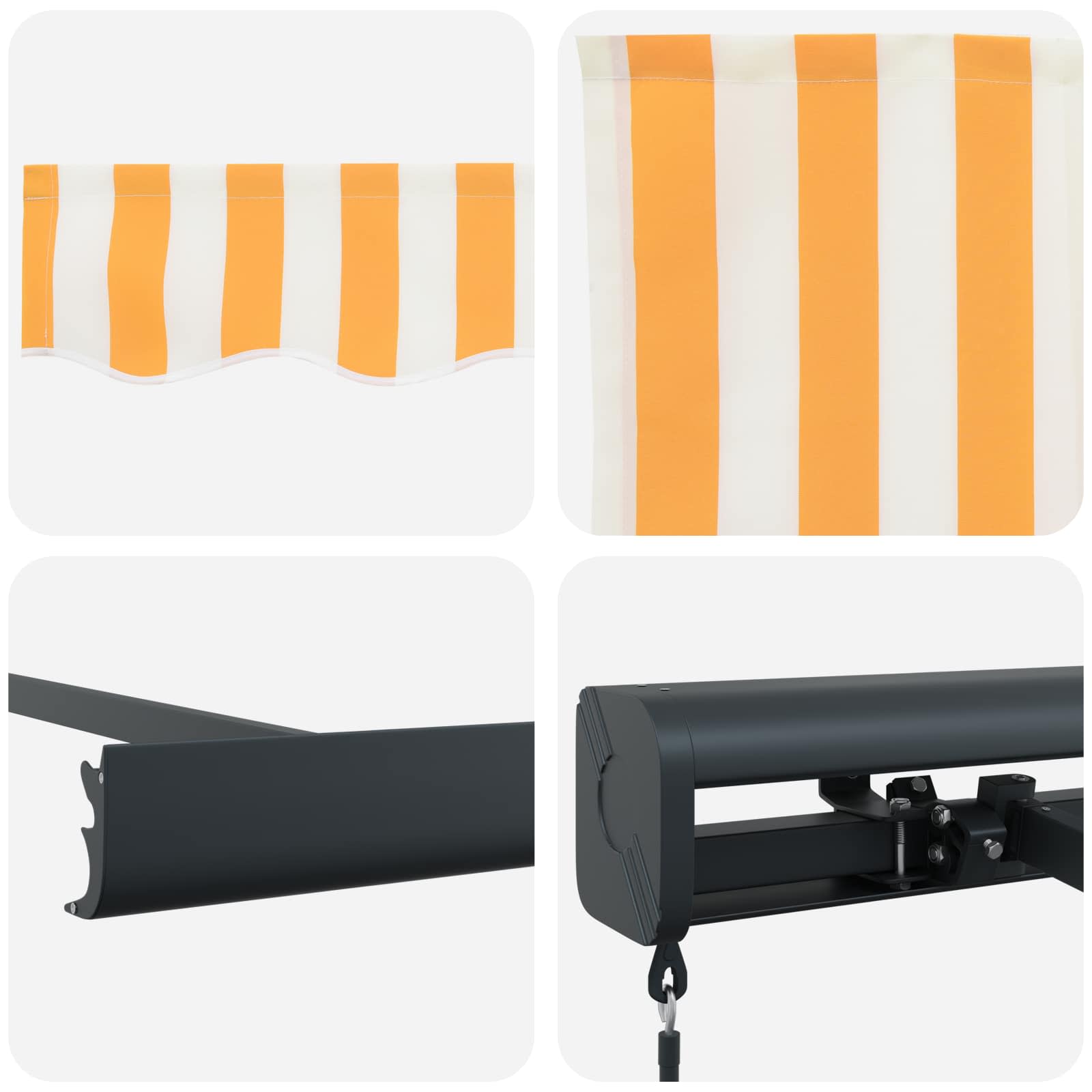 Tenda Sole Retrattile Gialla e Bianca 5x3 m Tessuto e Alluminio | homemem39