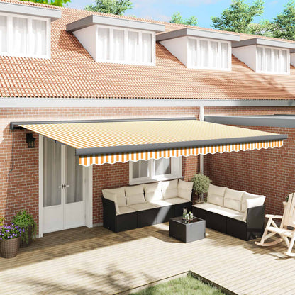 Tenda Sole Retrattile Gialla e Bianca 5x3 m Tessuto e Alluminio | homemem39