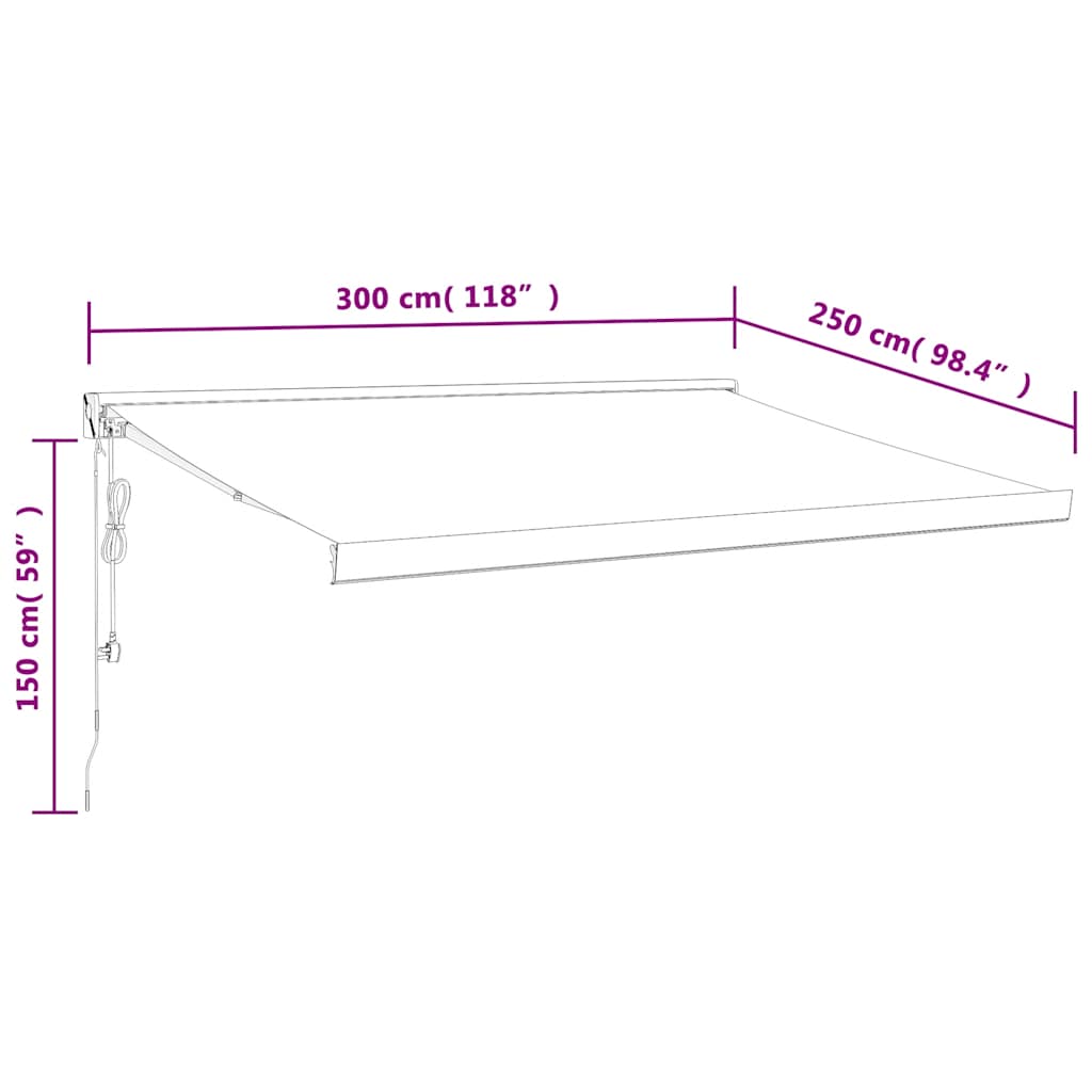 Tenda Retrattile Gialla e Bianca 3x2,5 m in Tessuto e Alluminio | homemem39