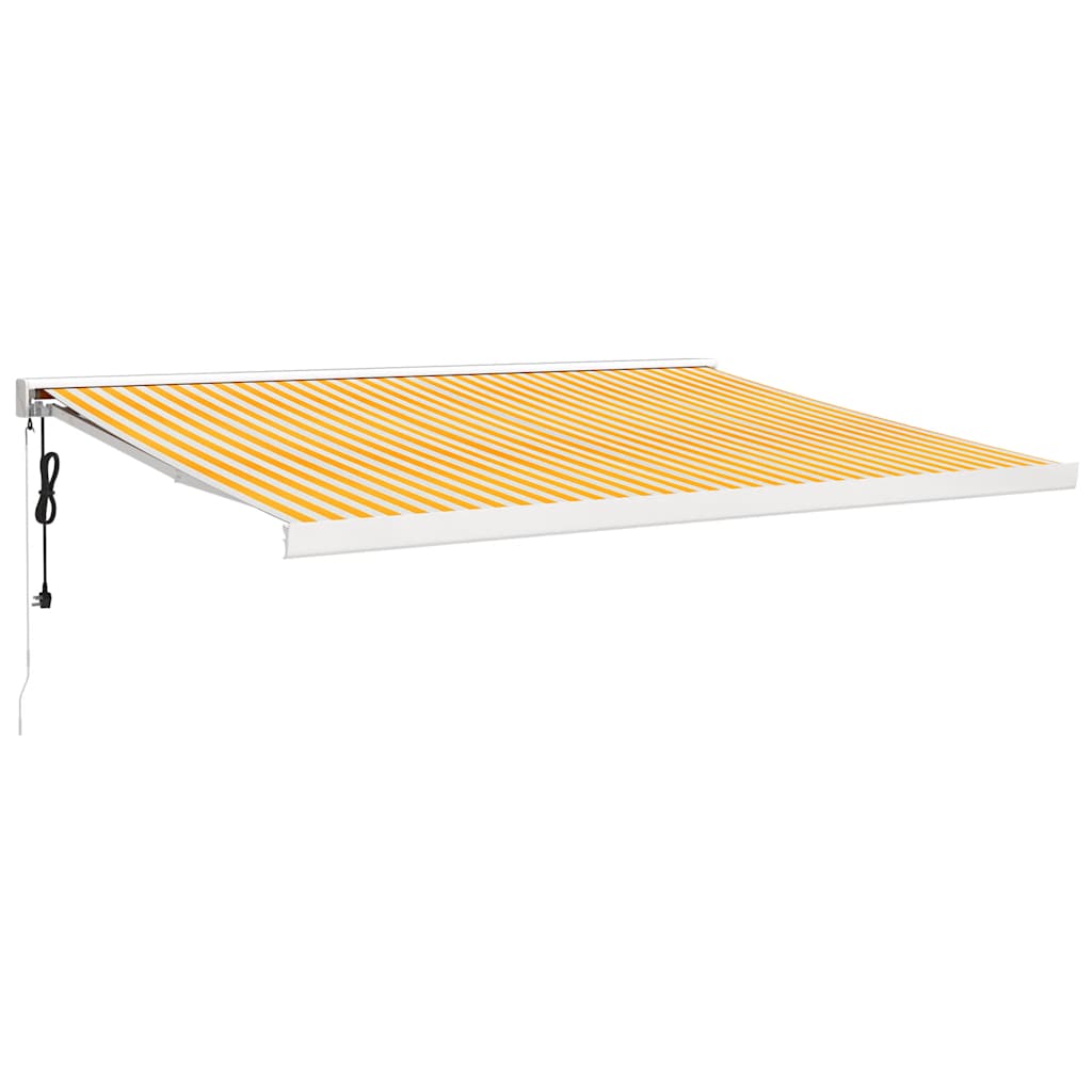 Tenda Sole Retrattile Gialla e Bianca 4x3 m Tessuto e Alluminio