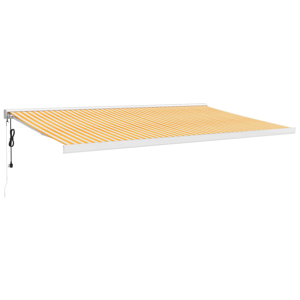 Tenda Sole Retrattile Gialla e Bianca 5x3 m Tessuto e Alluminio