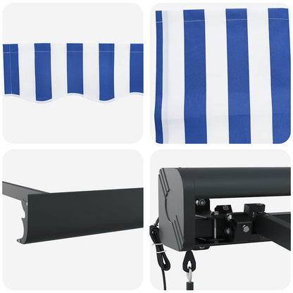 Tenda da Sole Retrattile Blu e Bianca 4x3 m Tessuto e Alluminio