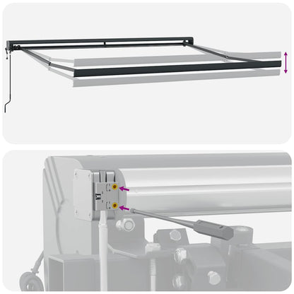 Tenda Retrattile Gialla e Bianca 3,5x2,5 m Tessuto e Alluminio
