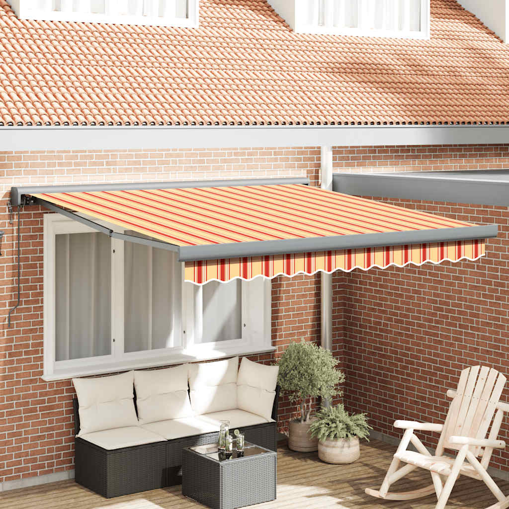 Tenda Retrattile Gialla e Bianca 3,5x2,5 m Tessuto e Alluminio