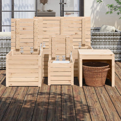 Set Cassette da Giardino 4 pz in Legno Massello di Pino - homemem39
