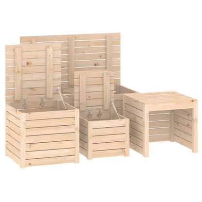 Set Cassette da Giardino 4 pz in Legno Massello di Pino