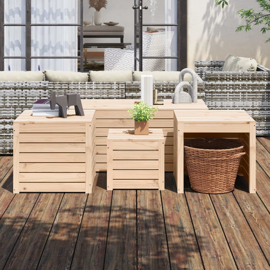 Set Cassette da Giardino 4 pz in Legno Massello di Pino - homemem39