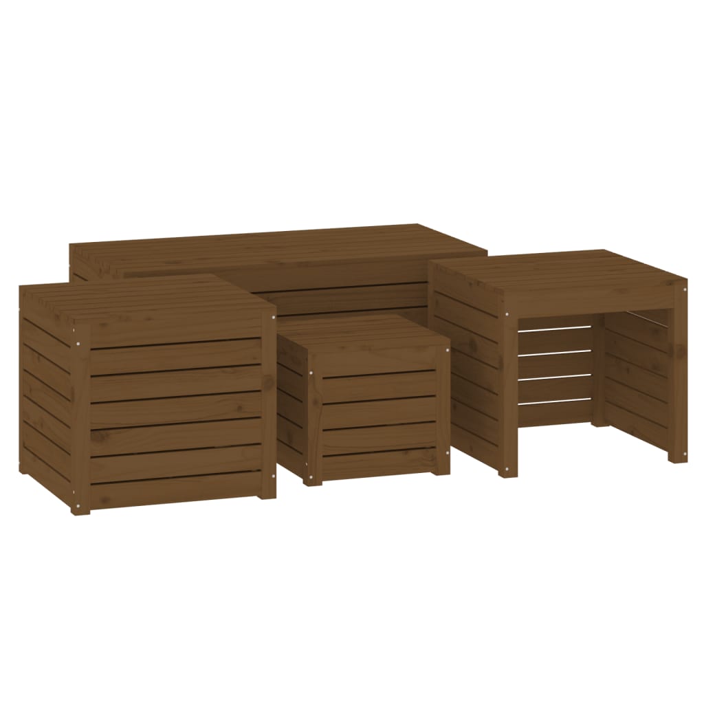 Set Cassette da Giardino 4 pz ambra in Legno Massello di Pino - homemem39