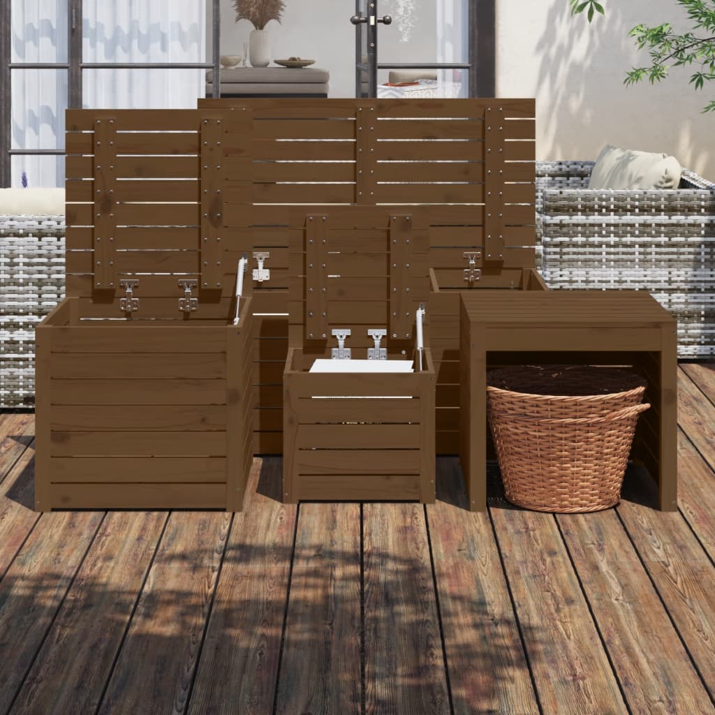 Set Cassette da Giardino 4 pz ambra in Legno Massello di Pino - homemem39