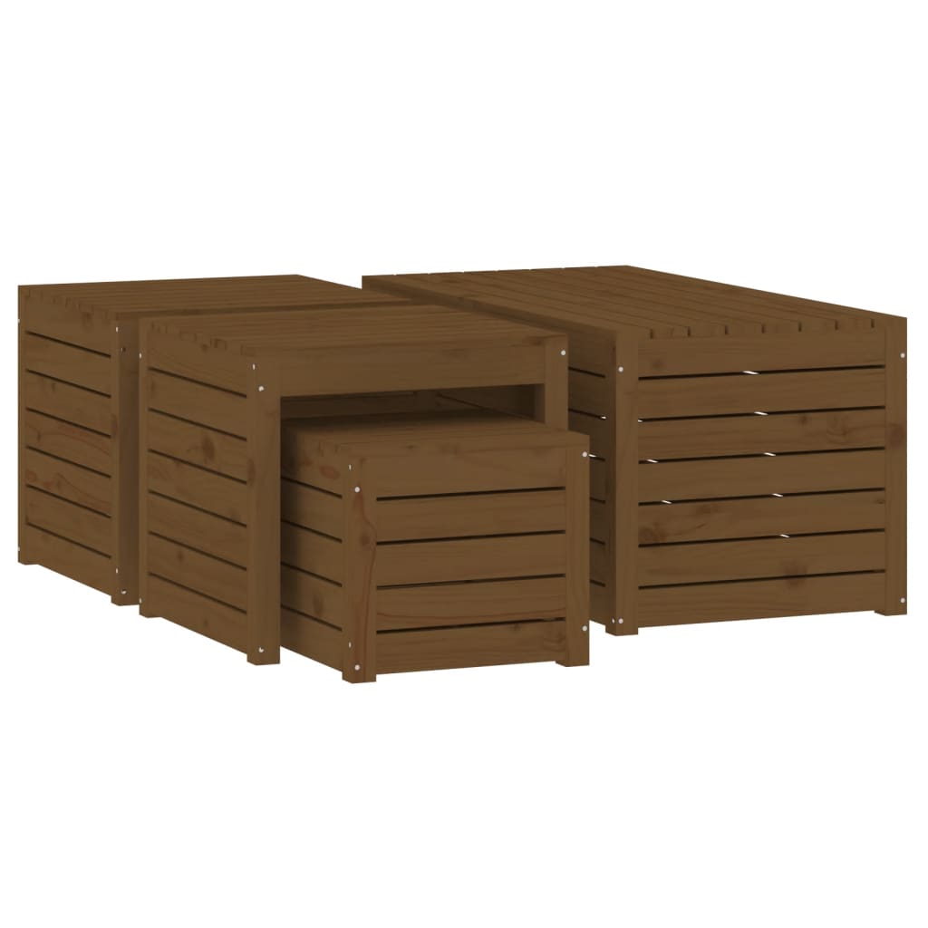 Set Cassette da Giardino 4 pz ambra in Legno Massello di Pino - homemem39