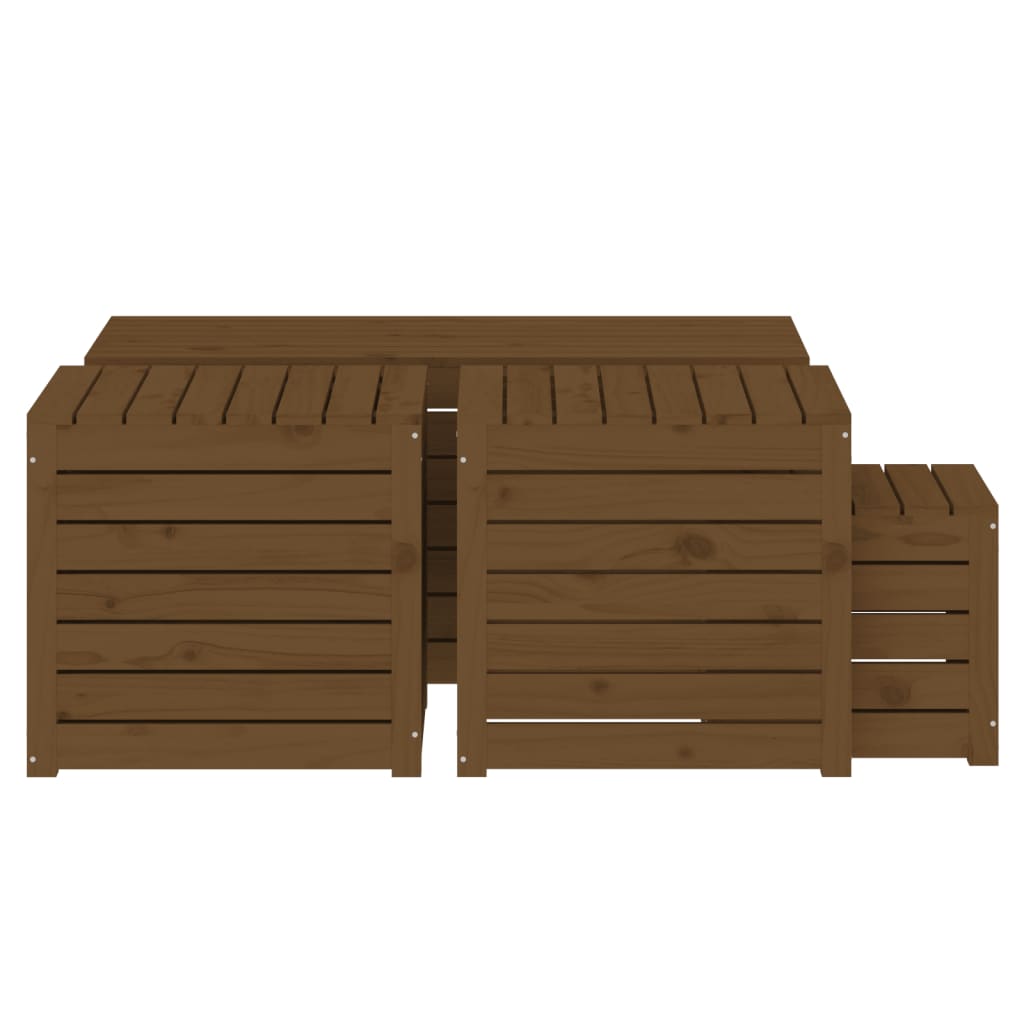 Set Cassette da Giardino 4 pz ambra in Legno Massello di Pino - homemem39