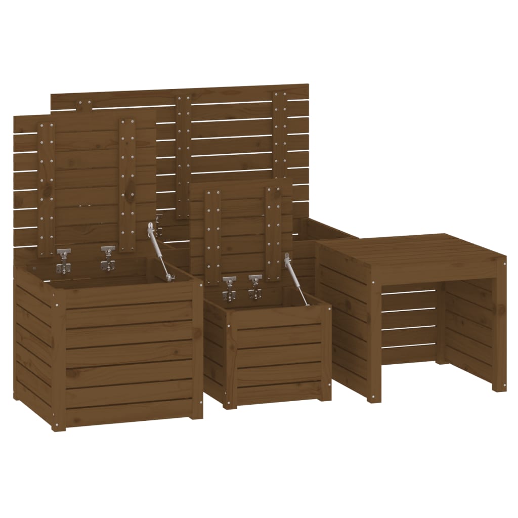 Set Cassette da Giardino 4 pz ambra in Legno Massello di Pino - homemem39