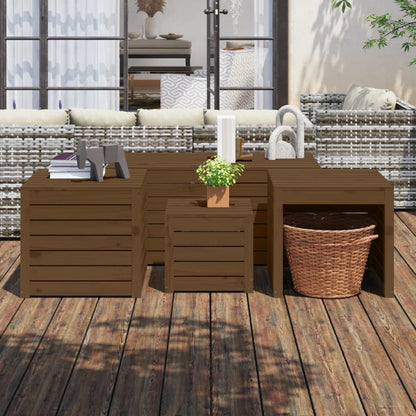 Set Cassette da Giardino 4 pz ambra in Legno Massello di Pino - homemem39