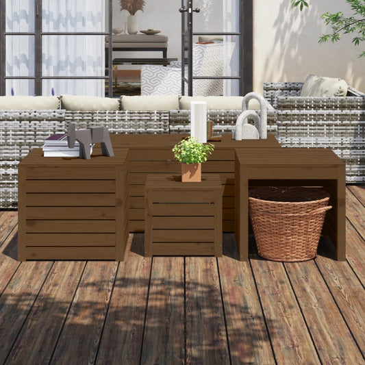 Set Cassette da Giardino 4 pz ambra in Legno Massello di Pino - homemem39