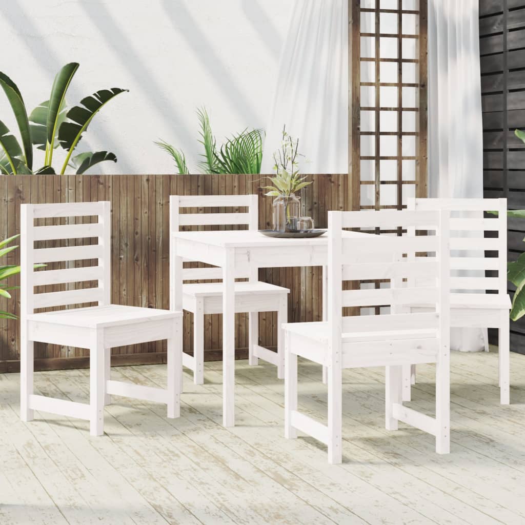 Set da Pranzo per Giardino 5pz Bianco in Legno Massello di Pino - homemem39