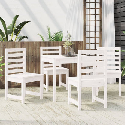 Set da Pranzo per Giardino 5pz Bianco in Legno Massello di Pino - homemem39