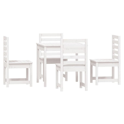 Set da Pranzo per Giardino 5pz Bianco in Legno Massello di Pino - homemem39