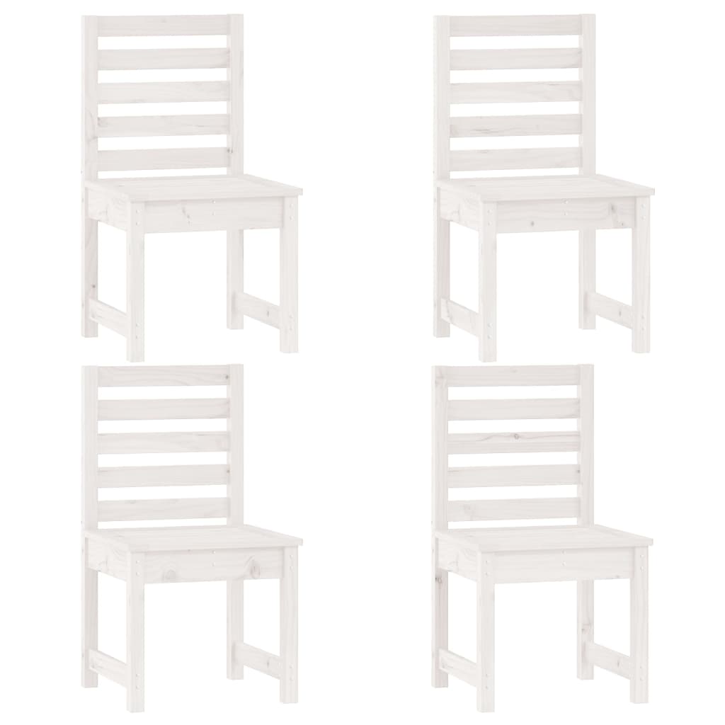 Set da Pranzo per Giardino 5pz Bianco in Legno Massello di Pino