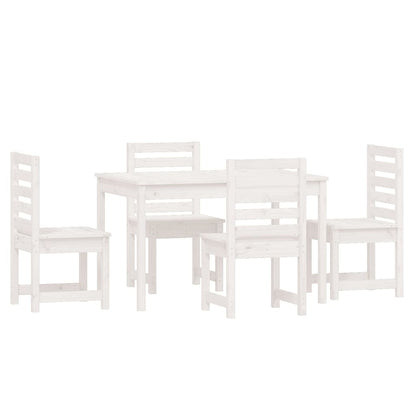 Set da Pranzo per Giardino 5pz Bianco in Legno Massello di Pino - homemem39