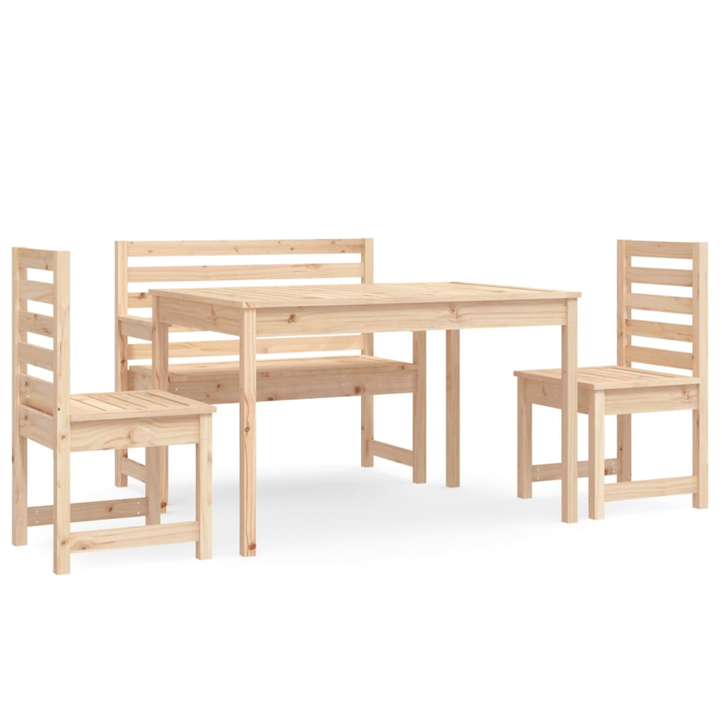 Set da Pranzo per Giardino 4 pz in Legno Massello di Pino
