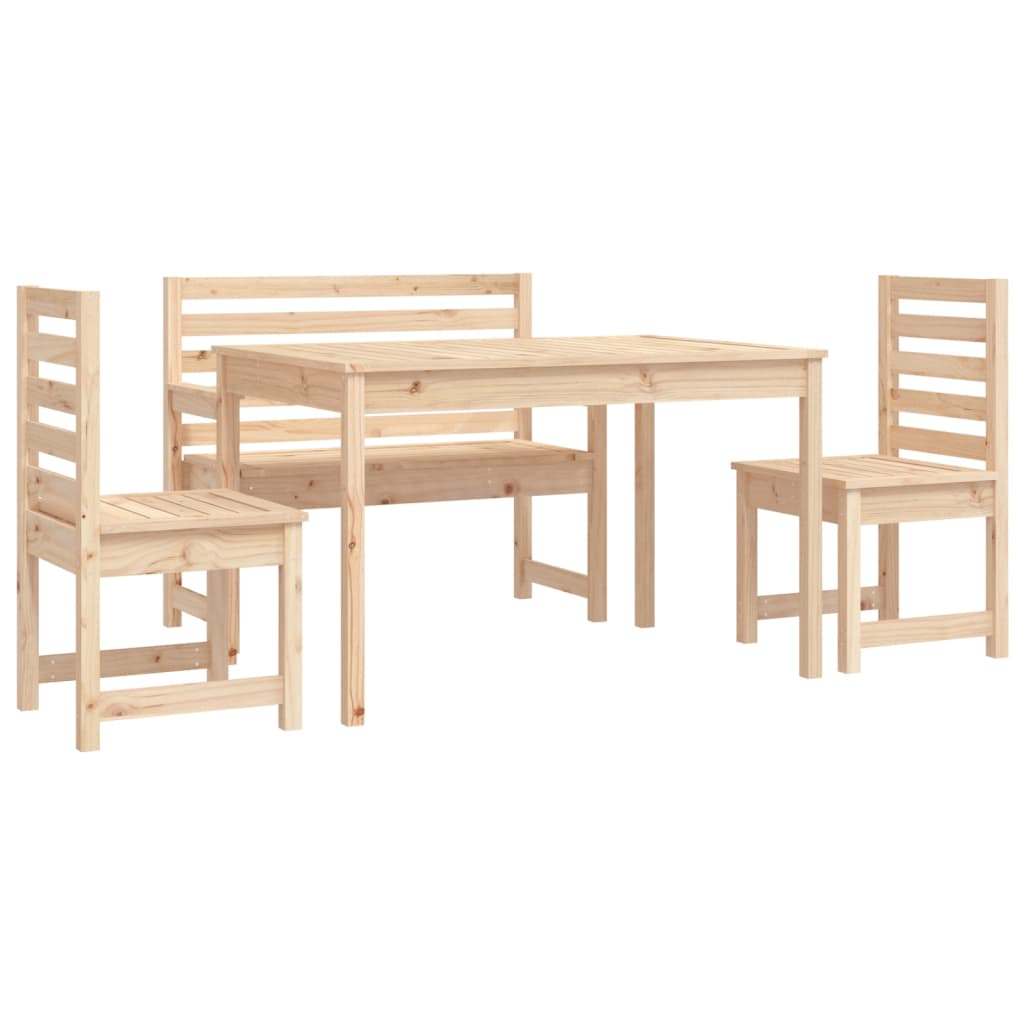 Set da Pranzo per Giardino 4 pz in Legno Massello di Pino